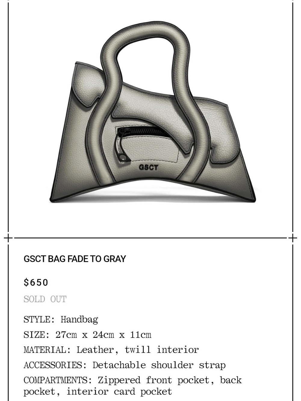 Gray Fade Leather Handbag